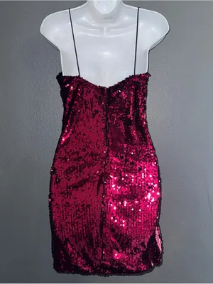 Lulus Women's Pink Sequin Spaghetti Strap Mini V-Neck Sexy Dress Small thumbnail 7