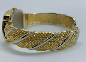 Ladies Quartz analog gold tone cuff bracelet watch size 7” runs thumbnail 3