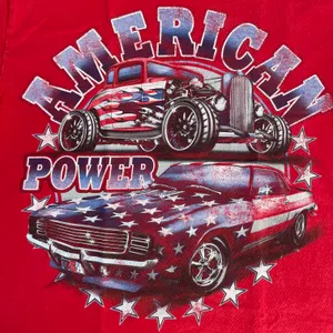 Fruit of the Loom Vintage American Power Red Cars T-shirt thumbnail 3