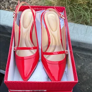 Kelly & Katie Glossy Red Slingback Heels thumbnail 2