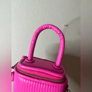 Miniature Micro Neon HotPink Adjustable Crossbody Zipper Whimsy Rave Vinyl Retro thumbnail 9