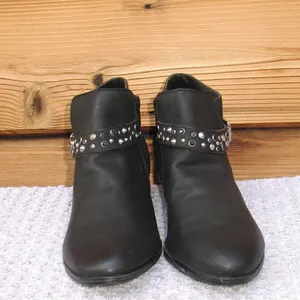 Sam Edelman Black Vegan Leather Studded Boots thumbnail 3