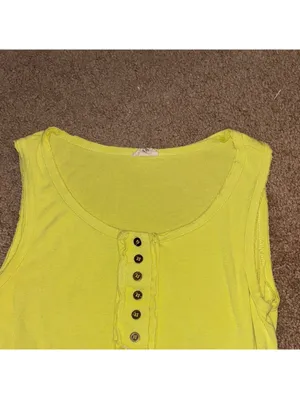 POL Yellow Sleeveless Bodysuit with Button Detail snap close minimal basic thumbnail 2