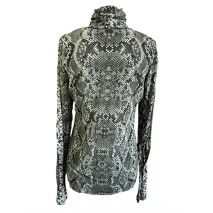 H&M Womens Snakeskin Print Turtleneck Long Sleeve Top Grey Green Medium | 0214 thumbnail 2