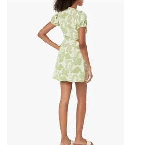 Show Me Your Mumu Jessa Mini Dress Size Small Green Cream Wedding Guest thumbnail 2