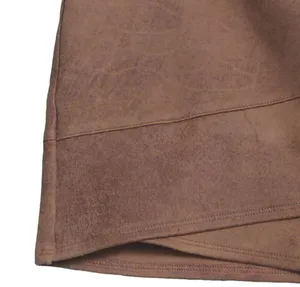Free People Straight Skirt Women's 4 Brown Solid Mini Tiered Vegan Leather thumbnail 2