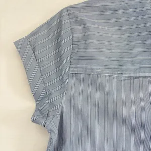 J Crew Womens‎ Blue Popover Top Striped Short Sleeve Collared Button Shirt Small thumbnail 3