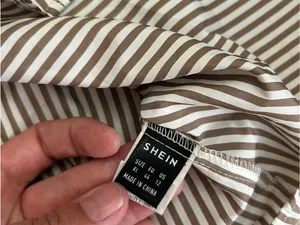 🦋 SHEIN Sleeveless Striped Button-Front Top - Brown & White Lightweight XL thumbnail 2