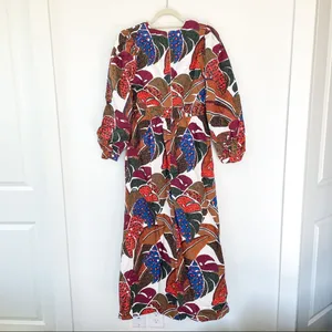 NWT Farm Rio Anthropologie Deep V-Neck Maxi Dress in Brown thumbnail 5