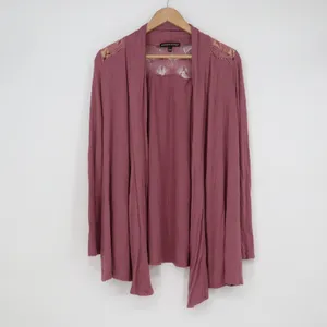 Always Indigo Mauve Lace Back Open Front Draped Cardigan Womens Large thumbnail 2