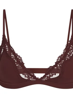 SKIMS Fits Everybody Lace Trim Triangle Bralette in Cocoa Brown. Size XL thumbnail 2