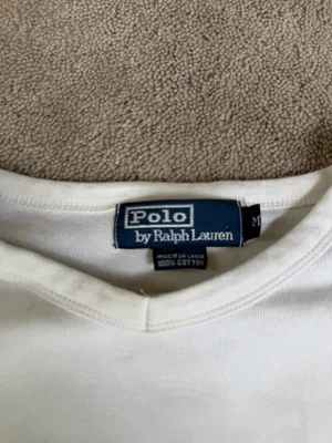 Polo Ralph Lauren White V-Neck T-Shirt Men’s Medium thumbnail 4