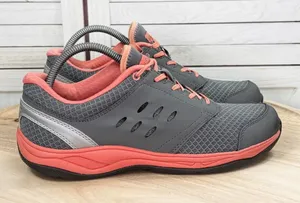 Vionic Venture Orthotic Mesh Low Top Lace Up Sneakers Grey‎ Coral Orange 9 thumbnail 1