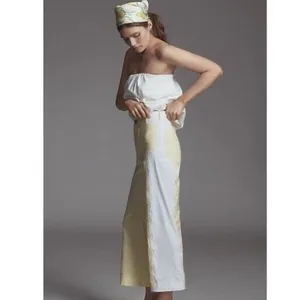 Anthropologie Maeve The Colette Cropped Wide Leg Pant Yellow Linen Size 34 NEW thumbnail 11