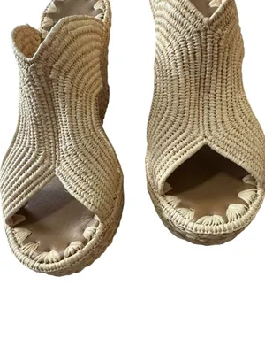 Carrie Forbes Lina Cutout Slide Wedge sandals in natural 39 NWOT thumbnail 5