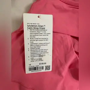 Lululemon NWT Align Cami Strap Dress Sakura Pink Shorts Underneath Size 14 thumbnail 7