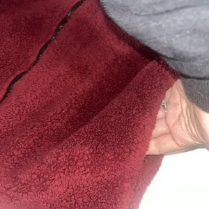 Victorias Secret PINK Teddy Full Zip relaxed jacket cozy fleece sherpa Maroon S thumbnail 4