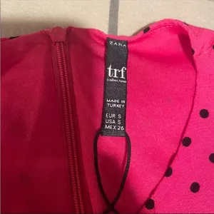 Zara Hot Pink Ruched Polka Dot Dress Fuchsia Black NWOT Small thumbnail 8