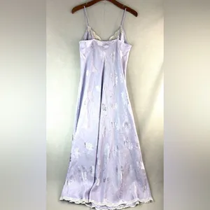 Sensors M Maxi Lace Trim Slip Gown Lavender Floral Chemise thumbnail 2