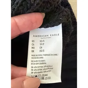 American Eagle Oversized Mock Neck Ribbed Knit Sweater Black XS/S thumbnail 4