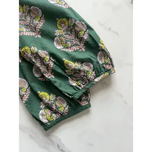 Pink Chicken Indira mini Dress Hunter Green Flower Sz Small boho peasant prairie thumbnail 12