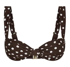 Vacay Swimwear Rhodes Polka Dot Bikini Top Chocolate Brown White Small NWT thumbnail 1
