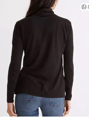 Madewell Black Whisper Cotton Turtleneck thumbnail 5