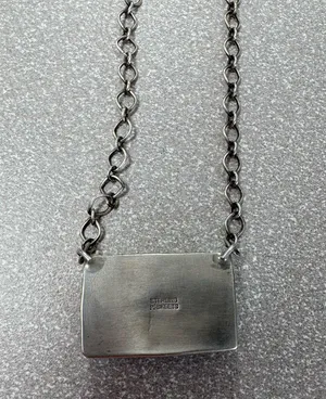 Authentic Navajo Sterling Silver Turquoise Necklace by P. Skeets – Spiderweb Matrix thumbnail 3