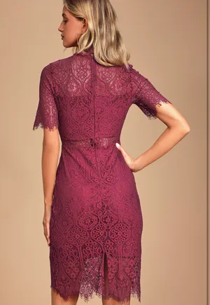 Remarkable Burgundy Lace Dress thumbnail 2