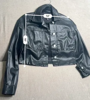 Truth NYC Black faux leather cropped jacket thumbnail 2