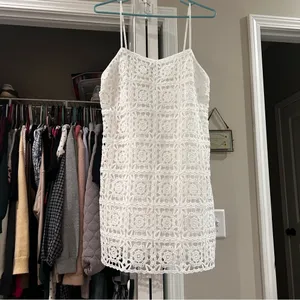 Zara White Crochet Mini Dress thumbnail 8