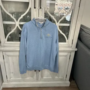 Peter Millar Crown Comfort Quarter Zip Pullover Blue Jonive Logo Men’s Medium thumbnail 2
