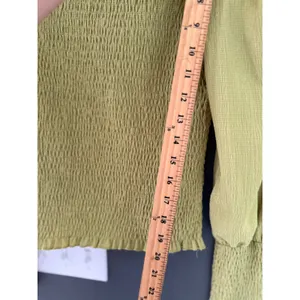 By Anthropologie Smocked Puff Sleeve Top Chartreuse Green Long Sleeve Small thumbnail 8