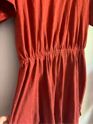 Old Navy Waist Defined Short Sleeve Fox Orange Slub Knit Mini Dress thumbnail 6