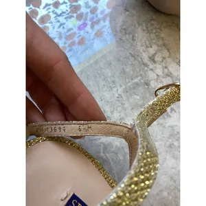 Stuart Weitzman Gold Glitter Strappy Ankle Strap Sandals Heels 6.5M 13694 thumbnail 4