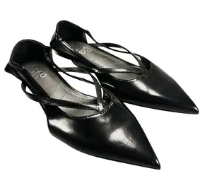 Franco Sarto Petunia Pointed Toe Kitten Heel Pumps Black Patent Size 7 thumbnail 1