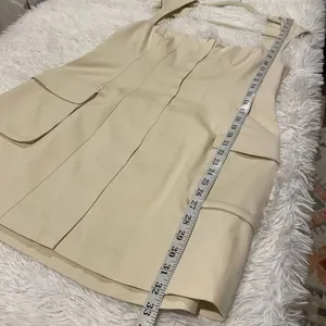 L’academie Ashleigh Stretch Cotton Cargo Mini Dress in Khaki Beige XL thumbnail 7