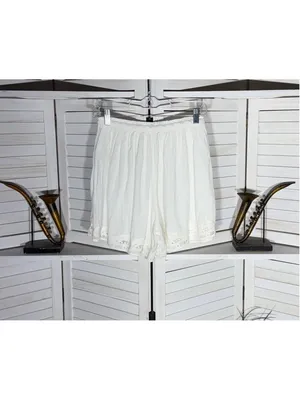 NWOT Aerie white oversized beach shorts cotton lace lightweight coquette coastal thumbnail 2