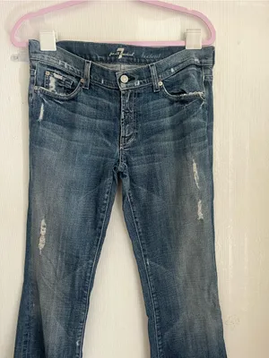 7 For All Mankind Women’s Faded Blue Straight Leg Jeans thumbnail 3