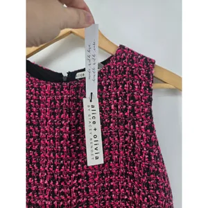 Alice + Olivia Dress Womens 6 Black‎ Wild Pink Tweed Mini NEW thumbnail 3