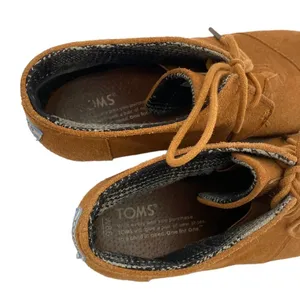 TOMS Brown Lace up‎ Wedge Ankle Booties 8.5 thumbnail 8