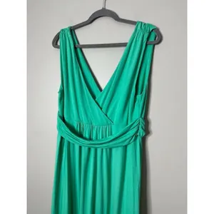 Boden Green Maxi Dress 14R Grosgrain Ribbon Detail V Neck‎ Beachy Resort Whimsy thumbnail 2