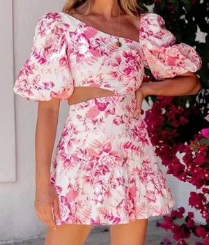 Hello Molly // Sweetest Kind Pink Floral Mini Dress thumbnail 1