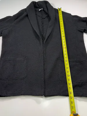Zara Black Waffle Open-Knit Pocket Cardigan Size Medium thumbnail 3