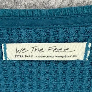 Free People We The Free Santa Clara Thermal Top XS Blue Waffle Knit Relaxed Boho thumbnail 10