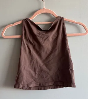 free people brown halter crop top thumbnail 1