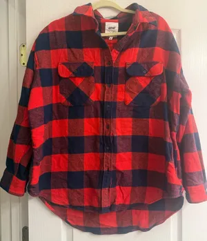 Aerie LumberJane Red & Blue Buffalo Plaid Soft Brushed Flannel Shirt - size M thumbnail 1