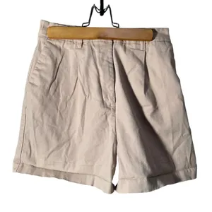 Primark Women's Size 4 High Waist Pleated Chino Shorts Light Baby Pink Stretch thumbnail 1