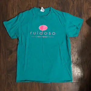 Ruidoso New Mexico Teal Graphic Tee t-shirt Short Sleeve Size M Measurement in pics thumbnail 1