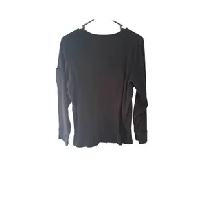 Lauren Ralph Lauren Black Waffle Knit Thermal Long Sleeve Top Plus Size 1X thumbnail 4